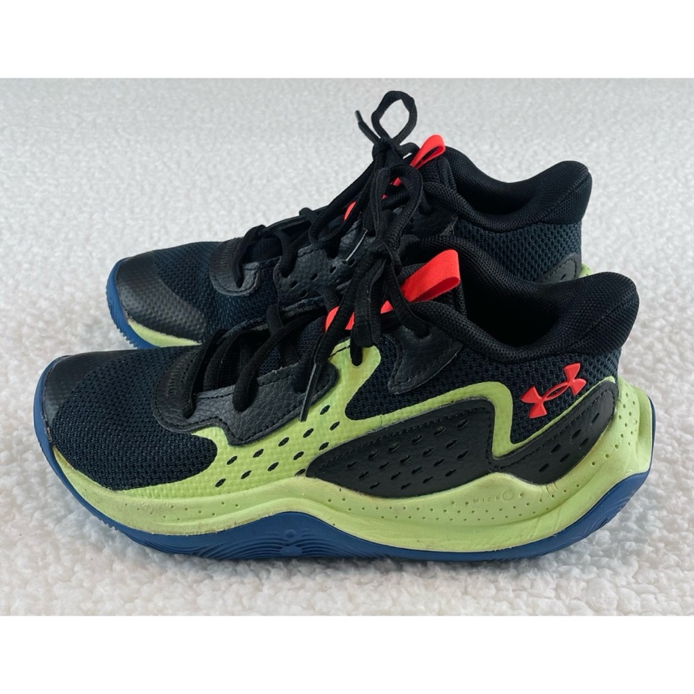 UNDER ARMOUR • Kids Black/Green Jet '23 Basketball Sneakers, 3.5Y - Picture 8 of 16